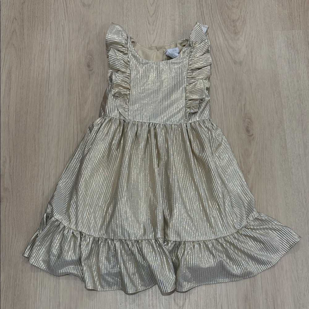 Tahari size 5 Gold Ruffled Kids Dress